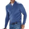 Letuwj Top Polo Manica Lunga Scollo a V Lana Pile Cerniera Uomo Casual, Blu, XL