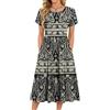 MOLERANI Abito da Donna Elegante Abito Casual con Maniche Corte a Petalo e Scollo Rotondo Abito Midi Casual da Donna Abito da Spiaggia per Le Vacanze con Tasche Motivo Floreale Boho Nero M