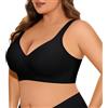 UMIPUBO Reggiseno Donna Senza Ferretto Taglie Forti Push Up Imbottito Invisibile Sostegno Forte Bralette Senza Cuciture Comode per Seno Grande (Nero, XXL)