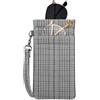 FINTIE Agsb Custodia per Occhiali, Motivo a Quadri, Grigio, Taglia Unica Unisex-Adulto
