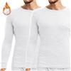 FIANA FASHIONS Maglia termica invernale da uomo a maniche lunghe, in cotone, ad asciugatura rapida, adatta per l'uso quotidiano, taglie S, M, L, XL, XXL, confezione da 2, bianco, L