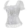 FRESQA Donna Vintage Gotico Vittoriano Camicetta Lolita Elastico Nero Bianco Top Steampunk 6XL Plus Size Abbigliamento Donna Camicia Estiva