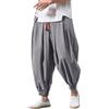 Generico Pantaloni Giapponesi Uomo Leggeri Baggy Harem Pants Larghi Comodo e Casual Pantaloni di Lino Estivo Traspirante Pantalone Giapponese Uomo Streetwear Estivi Lunghi in Cotone e Lino da Yoga e Spiaggia