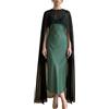 Qtinghua Poncho lungo da donna in chiffon irregolare alto basso velato maglia poncho top fluidi capelets abito da sera coprire streetwear, Nero , Taglia unica