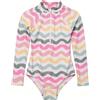 Gifts Treat Costume da bagno intero per ragazze, a maniche lunghe, UPF 50+, Onde Rosa, 5 anni