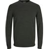 JACK & JONES Jjebasic Knit Crew Neck Noos Felpa, Verde (Deep Depths Detail: Twisted with Black), Small Uomo