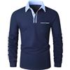VMSUCIJ Polo Uomo Manica Lunga Cotone con Colletto Bottoni Sportive Base Polo Golf Maglie Lunghe Uomo l'autunno e l'inverno, Blu 43,XL