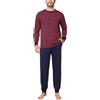 Aseniza Pigiama Uomo Invernale Cotone Girocollo a Righe Rosso L | maniche lunghe, taschino sul petto, vita elastica e coulisse, nightwear per riposo, lettura, TV e weekend
