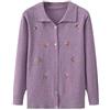 LIUYUYOUGO Golfino Donna Cotone,Maglioni Cardigan Lavorati A Maglia per Anziani E di Mezza età A Maniche Lunghe Cardigan Lavorato A Maglia A Rombi Risvolto Maglione della Nonna Cappotto Ricamo Flor