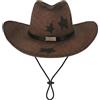 JIAHG Cappello da cowboy, unisex, estivo, per spiaggia, feste, festival, traspirante, con protezione solare per uomo e donna, Marrone caffè, stella a cinque punte, 56/58 IT