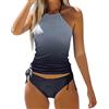 Generico Tankini Donna Mare Canotta Costume Donna Due Pezzi Slip Costumi da Bagno 2 Pezzi Piscina Bikini Halter Spiaggia Estate Swimwear (S, Marina Militare)