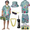 OPAEHJF Completo hip hop anni '80 e '90, per adulti, anni '80 e '90, retrò, con cappello e occhiali, abbigliamento sportivo per feste a tema discoteca