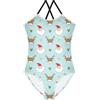 LI ZHI XIN Costume da bagno intero da bambina, costume da bagno, costume da bagno, set bikini per bambini, età 3-10 anni, motivo Babbo Natale, multicolore, 9-10 Anni