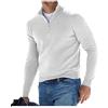 Letuwj Top Polo Manica Lunga Scollo a V Lana Pile Cerniera Uomo Casual, Bianco, XXL