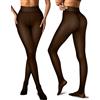 Vertvie Collant Termici Invernali Elasticizzati Donna Effetto Trasparente Foderati in Pile Traslucidi Vita Alta Comodi Felpati Leggings (1 pezzo Nero, S/M, 220g)