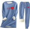 Genérico Tuta da Casa Felpa in Pile per Donna Set Pigiama a Due Pezzi Felpa in Velluto Senza Cappuccio e Pantaloni della Tuta Biancheria Intima Foderata Termica, blu, L