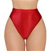 Happy Cherry Donne Lucido oleoso String Mutandine Sexy Vita Alta Senza Cuciture Invisibile Solid Hipster Mutandine, Colore: rosso, M
