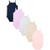 TupTam Body Neonato Bambina 5 Pezzi - Body Neonato in Cotone con Spalline, Perfetto per l'Estate, Blu_Beige_Grigio_Rosa_Viola, 68