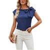 Generico Blusa Donna,Camicetta da Donna in Seta, Elegante, A Maniche Corte, con Fiocco sul Collo, in Raso, alla Moda, Tinta Unita, Casual, da Ufficio, da Lavoro, per Ufficio, Feste, Abbigliamento Quotidiano,