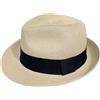 Wildarms Cappello da donna in paglia Fedora stile Panama, cappello estivo da sole con fascia nera, cappello da spiaggia leggero e traspirante