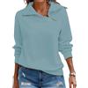 Cuptacc Felpa Donna Casual Tinta Unita Cotone Pullover Donna Elegante Mezza Zip Scollo a V Autunno Inverno Tops Blu Chiaro, Large L 42-44