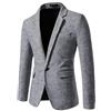 HUIANGLIYG Blazer Casual da Uomo in Tweed Semplice, vestibilità Slim, con Revers A Lancia, Un Bottone, Giacca Sportiva Vintage Pied De Poule, Giacche per Lavoro, Matrimonio, Grigio Chiaro L