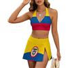 peiyeety Costume da Bagno Bikini a Due Pezzi con Gonna e Bandiera Britannica Bianca e Nera, a Vita Alta, Taglia Piccola.