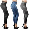 ShopINess Confezione da 3 Slim Jeggings Felpati con Pile Interno Leggings Stile Jeans Elasticizzati (1Nero, 1Grigio, 1Blu) (S-M)