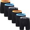 JINSHI Boxer bambù Lungo Uomo Mutante Intimo Traspiranti Pantaloncini Elasticizzati Microfibra Slip Trunk Pacco da 6 Nero XL