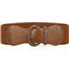 Waist Wow Cintura larga da donna per abiti, cintura elastica in vita, nera, vintage, elasticizzata, con fibbia a gancio, marrone, Fit Taillengröße 73cm-84cm