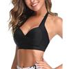 KOEMCY Top Bikini da Donna Costume Bagno Imbottito Push Up Reggiseno Bikini Stringa Regolabile con Scollo a V Sexy Top Costume da Bagno Swimwear Beachwear （Nero/M）