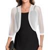 Gosunny Bolero estivo da donna, leggero, a mezze maniche, bianco, L