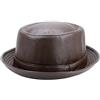 UJEDFHV Cappelli Pork Pie Cappello da Uomo in Pelle Nera Trilby, Berretto Fedora, retrò Donna, Cappelli Autunnali, Vintage Jazz(Brown)