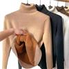 JOCCOS Maglione invernale in maglia spessa in pile casual a collo alto spesso e morbido per l'inverno, cachi., M(48-53kg)