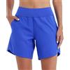WILLIT Pantaloncini da bagno da donna Costume da bagno Nuoto Boardshorts Ad asciugatura rapida Estate Shorts bikini Vita alta Boxer UPF50+ Protezione UVA 7 con fodera Tasche, blu zaffiro, 42
