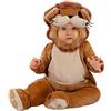 Funidelia Costume da leone per neonato, Include tuta con bottoni, cappellino, coda e copripiedi, Taglia 0-6 mesi, Animali, Deserto - Completo per bebè per feste, Carnevale e Halloween