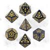 QUTHZZHY Set di 7 dadi da gioco DND Dice per Dungeon e Dragon, per D&D, giochi di ruolo, Pathfinder, giochi da tavolo (stella nera con scritta dorata)