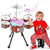 m zimoon Batteria per bambini dai 3 ai 6 anni con luce, giocattoli per bambini Jazz Set di batteria per bambini, strumenti musicali 5 tamburi giocattolo con sgabello, giocattoli sensoriali Mini Band