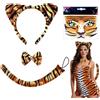 TUONYIS 4 Pezzi Tigre Costume Set, Animali Costume Set con le Orecchie di Tigre e Coda Bow Tie Face Sticker, Animale Fancy Dress Accessori per Bambini Adulti Carnevale Halloween