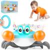 Aragallant Granchio Che Cammina Neonato, Granchio Tummy Time per Neonato dai 3 ai 9 Mesi, Granchio Giocattolo con Musica e Luci, Giochi per Stimolare a Gattonare Regalo per Bambini 1 2 3 4 Anni