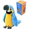 Surplex Giocattolo elettrico parlante pappagallo, ripetere la voce e cantare in inglese, registrazione giocattoli per uccelli animali ali sventolando uccello di peluche, giocattolo educativo