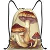 EDPXKL Zaino con coulisse, stampa funghi vintage, borsa impermeabile con coulisse regolabile, borsa sportiva da palestra, zaino sportivo