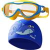 Generisch Occhialini da Nuoto Berretto da Nuoto Ragazzi | Occhialini Antiappannamento Regolabili Impermeabili Con Cuffia Per Piscina Spiaggia Snorkeling