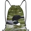 EDPXKL Borsa a sacco con coulisse e stampa di uccelli Loon Nature per donna, impermeabile, ideale per il calcio, portatile, da viaggio, per palestra, shopping, sport e yoga.