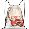 EDPXKL Borsa da palestra con coulisse a forma di pupazzo di neve natalizio per uomo/donna, borsa sportiva con coulisse a forma di fiocco rosso con decorazioni natalizie, zaino da spiaggia/nuoto per sport, pa