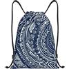 EDPXKL Borsa da palestra con coulisse, blu, con stampa a motivo tribale Maori polinesiano, borsa da nuoto con coulisse, sacca sportiva da donna, borsa con coulisse per bambini, ideale per compleanni e shoppi
