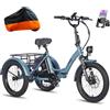 Generic Triciclo elettrico pieghevole per adulti, pneumatici larghi 20x3.0, batteria da 48V 18.2Ah, freni idraulici, guida stabile e confortevole.