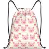 EDPXKL Zaino con coulisse - Simpatico zaino da palestra piccolo a prova di schizzi con stampa di maialino e fiocco rosa, ideale per uomo e donna, zaino sportivo con coulisse per viaggi, nuoto e spiaggia.