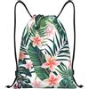 EDPXKL Borsa da palestra con coulisse a forma di ibisco e fiori tropicali per uomo/donna, borsa sportiva con coulisse a forma di cuore e diamante rosa, zaino da spiaggia/nuoto per sport, palestra, spiaggia e