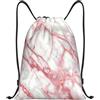 EDPXKL Borsa da palestra rosa effetto marmo con coulisse per uomo/donna, borsa sportiva con coulisse a righe floreali di ibisco e orchidea, ideale per palestra, spiaggia e nuoto.